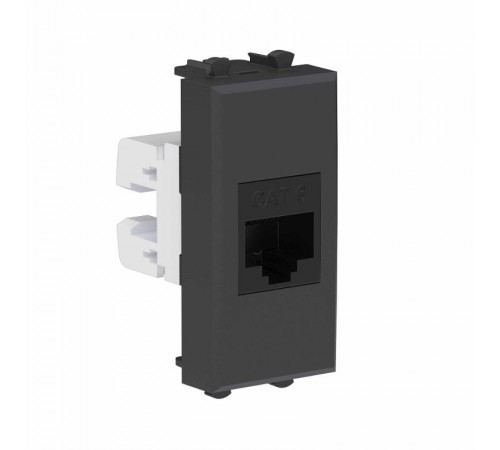 Компьютерная розетка RJ-45 без шторки модульная ,кат.6, "Avanti", "Черный матовый", 1 модуль  4412691  DKC
