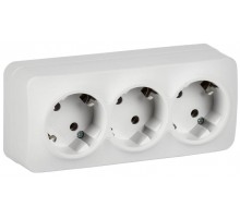 GLORY Розетка 3-местная с з/к без з/ш о/у 16А РС23-3-ХБм белый матовый  ERH31-K01M-16  IEK