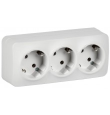 GLORY Розетка 3-местная с з/к без з/ш о/у 16А РС23-3-ХБм белый матовый  ERH31-K01M-16  IEK
