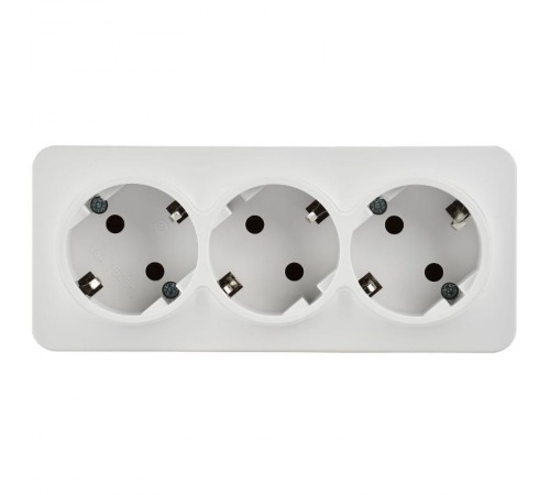 GLORY Розетка 3-местная с з/к без з/ш о/у 16А РС23-3-ХБм белый матовый  ERH31-K01M-16  IEK