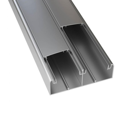 Алюминиевый кабель-канал 140х50 (с 2 крышками), цвет серый металлик  01499  DKC