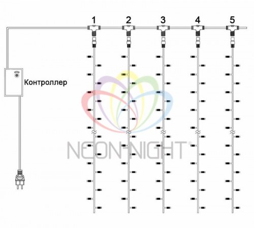 Гирлянда "Светодиодный Дождь" 2х6м, эффект водопада, прозрачный провод, 24В, диоды БЕЛЫЕ, 360 LED  235-465  NEON-NIGHT