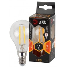 Лампа светодиодная LED филамент шар матовый F-LED P45-7W-827-E14 филамент 7Вт E14 2700К  Б0027946  ЭРА