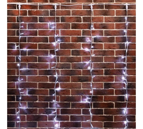 Гирлянда "Светодиодный Дождь" 2х3м, эффект водопада, прозрачный провод, 24В, диоды БЕЛЫЕ, 240 LED  235-435  NEON-NIGHT