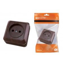 Розетка 2П открытой установки IP20 10А, бук"Ладога"   SQ1801-0033  TDM