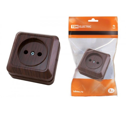 Розетка 2П открытой установки IP20 10А, бук"Ладога"   SQ1801-0033  TDM