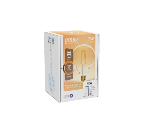 Лампа светодиодная филаментная Smart Home DIM E27 G95 Golden 7 Вт 1/40  1320112  Gauss