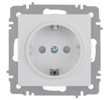 Розетка Intro Accent 6-206-01 2P+E Schuko со шторками, 16А-250В, IP20, СУ, AL/CU, белый   Б0063506  Intro