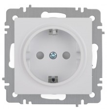 Розетка Intro Accent 6-206-01 2P+E Schuko со шторками, 16А-250В, IP20, СУ, AL/CU, белый   Б0063506  Intro