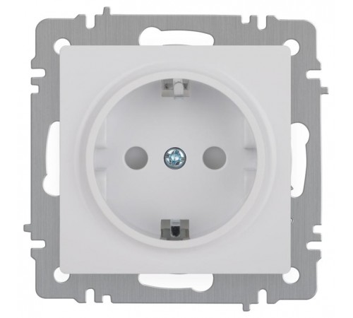 Розетка Intro Accent 6-206-01 2P+E Schuko со шторками, 16А-250В, IP20, СУ, AL/CU, белый   Б0063506  Intro