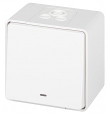 Выключатель 1-клавишный с подсветкой ЭРА Эксперт 11-1502-01 IP55, 10АХ-250В, ОУ, Белый  Б0063305  ЭРА