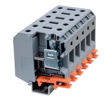 Клемма проходная, винтовой зажим, 2 точки подключения, 50 кв.мм, серая  KRUH-50  DKC