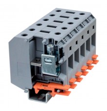 Клемма проходная, винтовой зажим, 2 точки подключения, 50 кв.мм, серая  KRUH-50  DKC