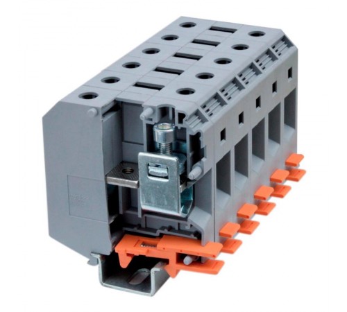 Клемма проходная, винтовой зажим, 2 точки подключения, 50 кв.мм, серая  KRUH-50  DKC