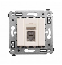 Компьютерная розетка RJ-45 в стену, кат.6 одинарная экранированная, "Avanti","Ванильная дымка"  4405393  DKC