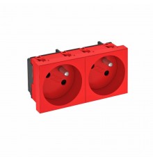 Розетка двойная 33° франц. стандарт, 250 В, 16A (красный) (STD-F3 SRO2)  6120248  OBO Bettermann