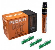 Гвозди 3.0*25 мм усиленные для монтажного пистолета в комплекте с газовым баллоном 165 мм   fd3025egfc  FEDAST