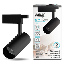 Светильник светодиодный трековый цилиндр 12W 1100lm 4000K 180-220V IP20 55*185мм черный линза 36  TR080  Gauss