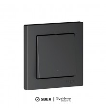 AtlasDesign SMART Карбон Выключатель 1-клавишный с подсветкой, Zigbee, сх.1, L+N, 10А, механизм   ATN001013Z  SE