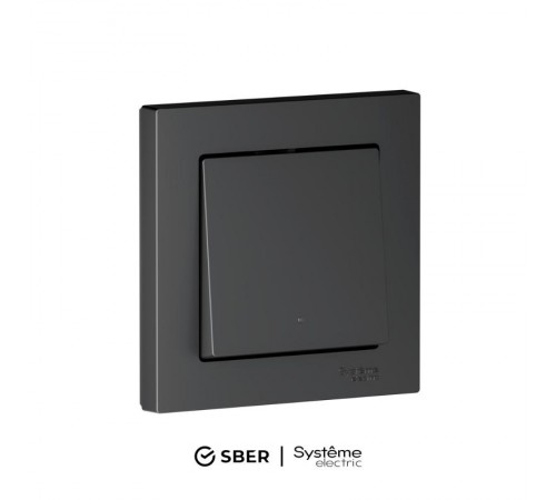 AtlasDesign SMART Карбон Выключатель 1-клавишный с подсветкой, Zigbee, сх.1, L+N, 10А, механизм   ATN001013Z  SE