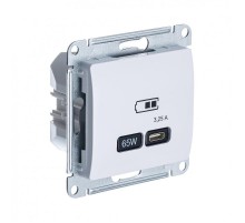 Glossa Белый USB Розетка тип-С 65W высокоскор.заряд. QC PD  GSL000127  SE