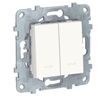 Unica New Белый Выключатель 2-клавишный, 2 мод., с подсветкой, 2 х сх. 1а  NU521118N  Schneider Electric