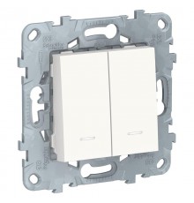 Unica New Белый Выключатель 2-клавишный, 2 мод., с подсветкой, 2 х сх. 1а  NU521118N  Schneider Electric