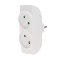 Двойник электрический 6-10 А без заземления белый  11-1074  REXANT