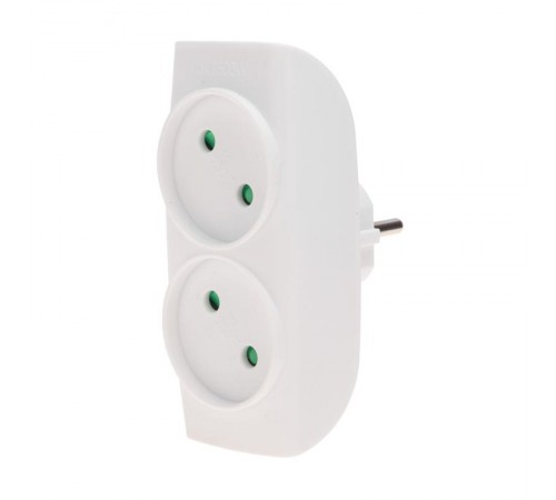 Двойник электрический 6-10 А без заземления белый  11-1074  REXANT