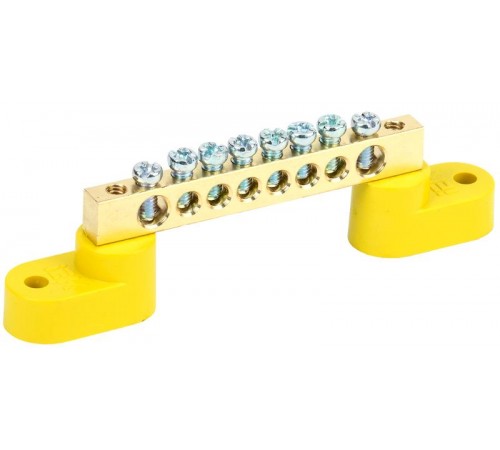 Шина PE "земля" на двух угловых изоляторах ШНИ-6х9-8-У2-Ж  YNN10-69-8C2-K05  IEK