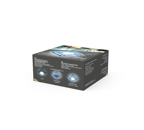 Светильник точечный встраиваемый Backlight BL032 Квадрат. Черн.Кристал/Хром, Gu5.3, LED 4100K  BL032  Gauss