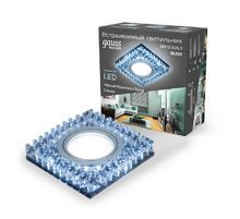 Светильник точечный встраиваемый Backlight BL032 Квадрат. Черн.Кристал/Хром, Gu5.3, LED 4100K  BL032  Gauss