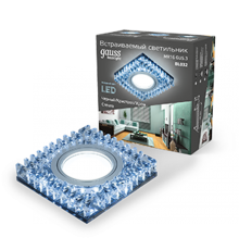 Светильник точечный встраиваемый Backlight BL032 Квадрат. Черн.Кристал/Хром, Gu5.3, LED 4100K  BL032  Gauss