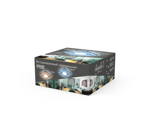 Светильник точечный встраиваемый Backlight BL032 Квадрат. Черн.Кристал/Хром, Gu5.3, LED 4100K  BL032  Gauss