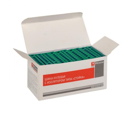 Шина "0" PE (6х9мм) 8 отверстий латунь зеленый изолированный корпус на DIN-рейку EKF PROxima  sn0-63-8-ig  EKF