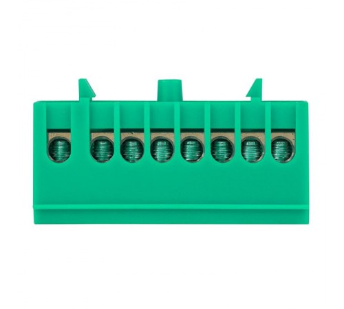 Шина "0" PE (6х9мм) 8 отверстий латунь зеленый изолированный корпус на DIN-рейку EKF PROxima  sn0-63-8-ig  EKF