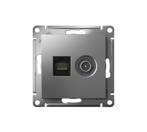 AtlasDesign Сталь Розетка 2-ая комп+TV, RJ45+TV, кат.5E, механизм  ATN000989  SE