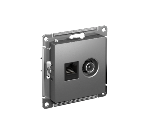 AtlasDesign Сталь Розетка 2-ая комп+TV, RJ45+TV, кат.5E, механизм  ATN000989  SE