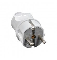 Вилка прямая усиленная с заземлением белая 16А 250В Proxima  AVP16-10-r  EKF аналог AVP16-10