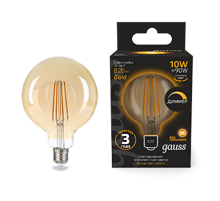 Лампа светодиодная Filament G125 10W 820lm 2400К Е27 golden диммируемая  158802010-D  Gauss