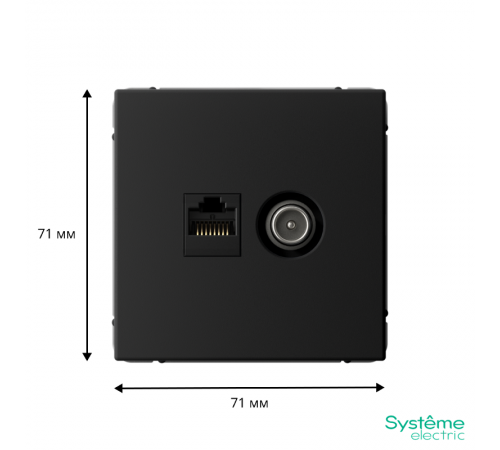 ArtGallery Карбон Розетка двойная TV + компьютерная RJ45, кат. 5Е  GAL001089  SE