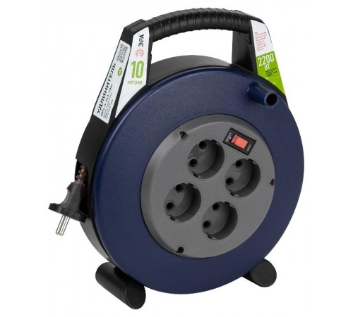 Удлинитель силовой BPx-4-2x1-10m в закрытом корпусе без заземления с выключателем 4 розетки 10м ПВС 2x1мм2 10А  Б0052926  ЭРА