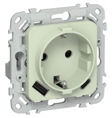 FLITE Розетка с заземлением со шторками 16А с USB A+C 20Вт быстрозажимные клеммы РСЮшс11-1-ФлП панг  FI-R14-16-1-U22-020-K92  IEK