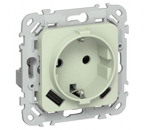 FLITE Розетка с заземлением со шторками 16А с USB A+C 20Вт РСЮшс11-0-ФлП панг  FI-R14-16-U22-020-K92  IEK