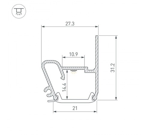 Профиль STRETCH-S-20-WALL-SIDE-2000 (RESPECT-ST) (Arlight, Алюминий)  040701  Arlight
