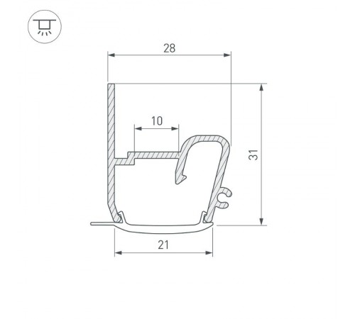 Профиль STRETCH-S-20-WALL-SIDE-2000 (RESPECT-ST) (Arlight, Алюминий)  040701  Arlight