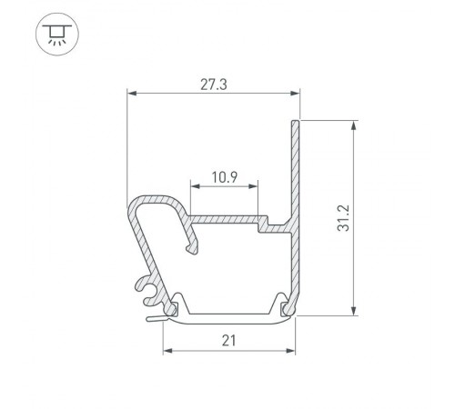 Профиль STRETCH-S-20-WALL-SIDE-2000 (RESPECT-ST) (Arlight, Алюминий)  040701  Arlight