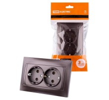 Розетка двойная 2П+З 16А 250В шоколад "Лама"  SQ1815-0525  TDM