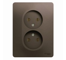 Glossa Шоколад Розетка 2-ая без заземления, 16А (в сборе)  GSL000820  SE