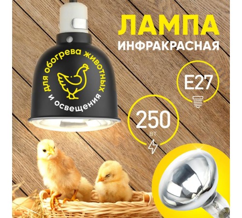 Инфракрасная лампа 250Вт ИКЗ 220-250 R127 Е27 для обогрева животных 220В  Б0055440  ЭРА